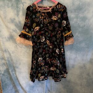 Sailor floral dress • organza ruffles on sleeves and collar